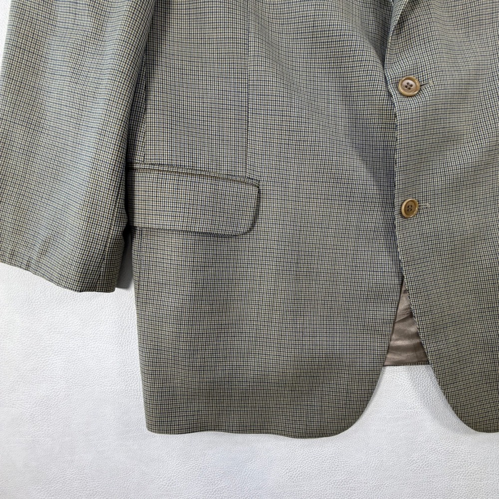 Brooks Brothers Mens 46R Blazer Made in Italy Worsted Wool Check Tan Sport Coat - Picture 12 of 16